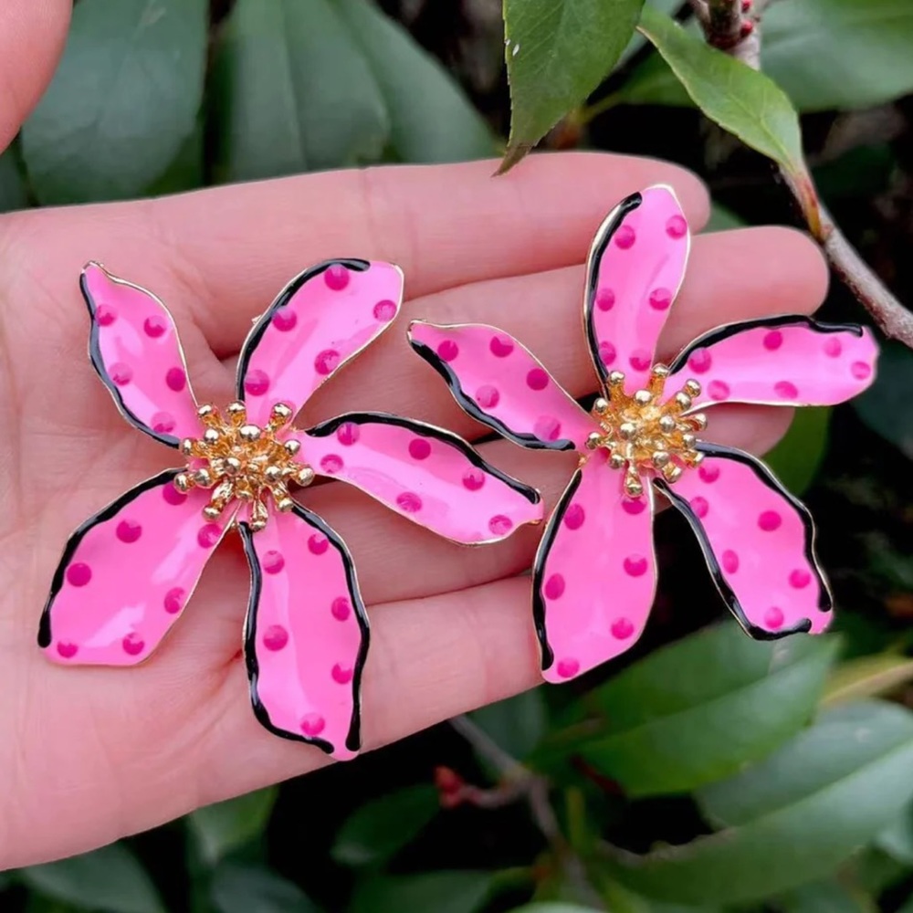 ✨3for$38 New Zara Enamel Floral Earrings ~ Floreat Statement Earrings - Picture 3 of 16
